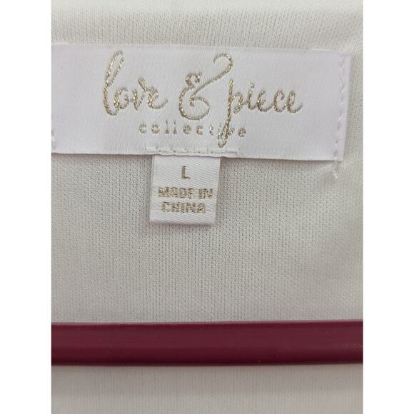 Romantic billowy cream v-neck blouse by Love And Piece Collective size L - Picture 2 of 9